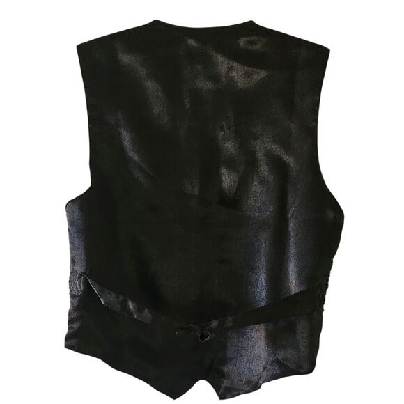 Vintage 90's Tara Stars Black and Silver Sequins Beaded Sleeveless Vest W Medium - Picture 2 of 7